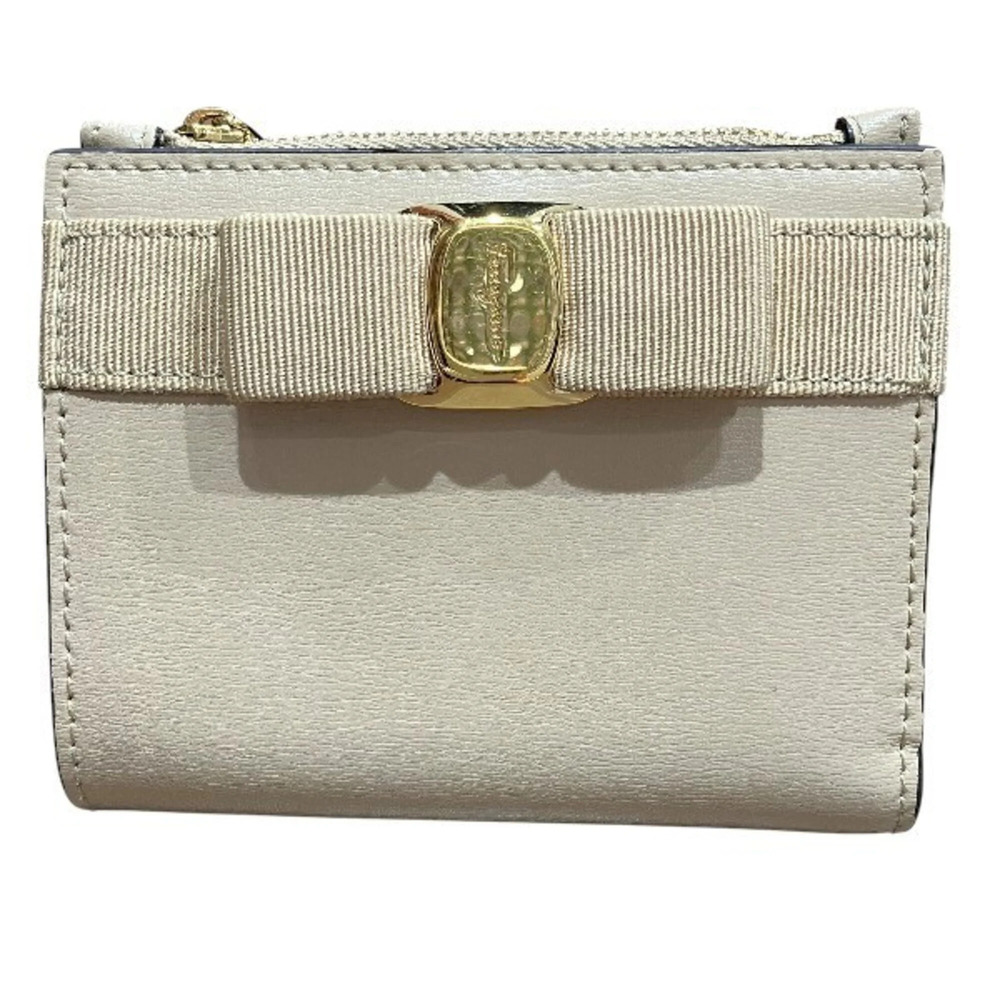 Salvatore Ferragamo Ferragamo Vara Ribbon Bow Compact Wallet JP-22-E009 Bi-fo...